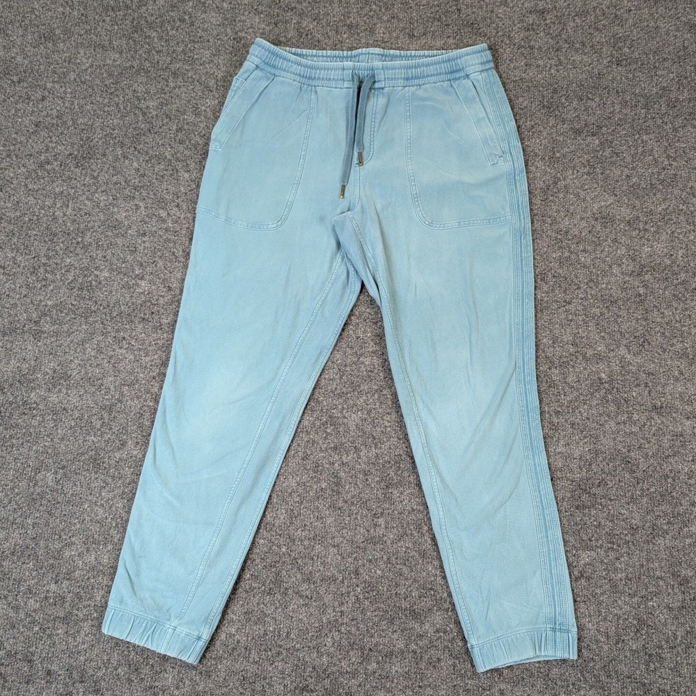 Athleta Farallon Jogger Pants Medium Light Blue Cotton Spandex Ribbed Detail